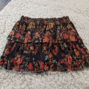 Chelsea & Violet C&V black floral mesh tiered high rise mini skirt size XL NWT